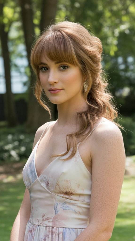  Side-Swept Updo with Feathered Bangs