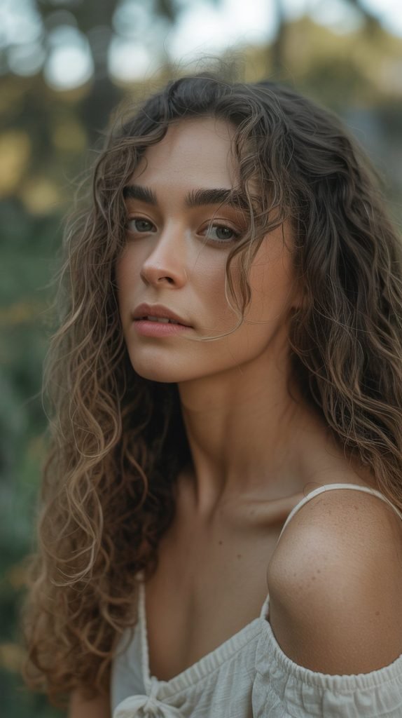 Long Curly Cut with Wispy Face-Framing Pieces