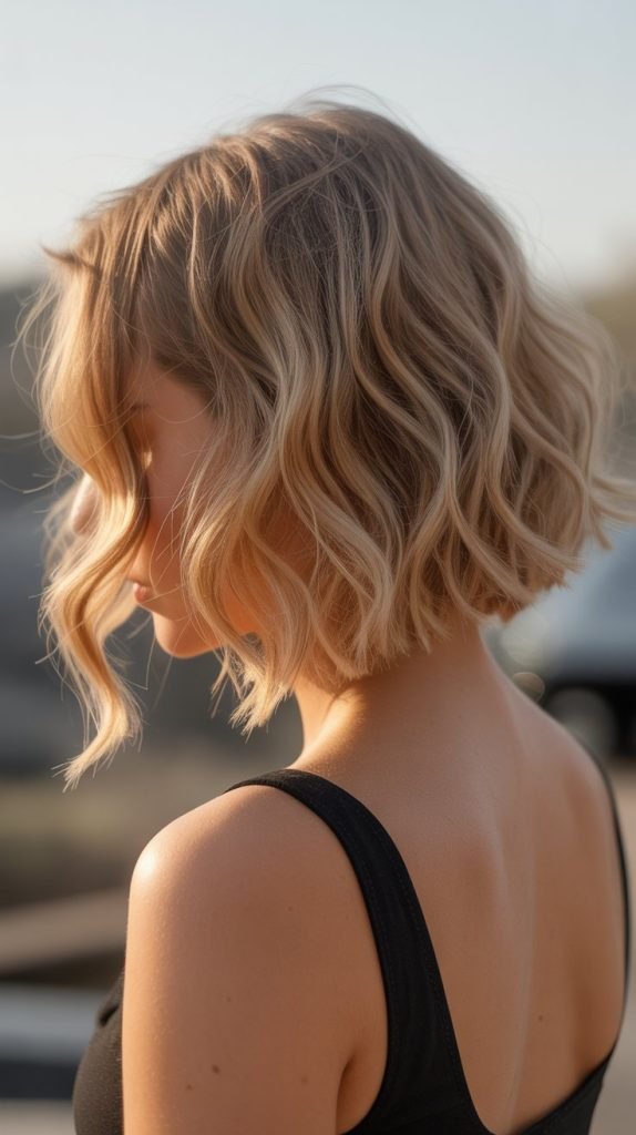 8. Wavy A-Line Bob Styling