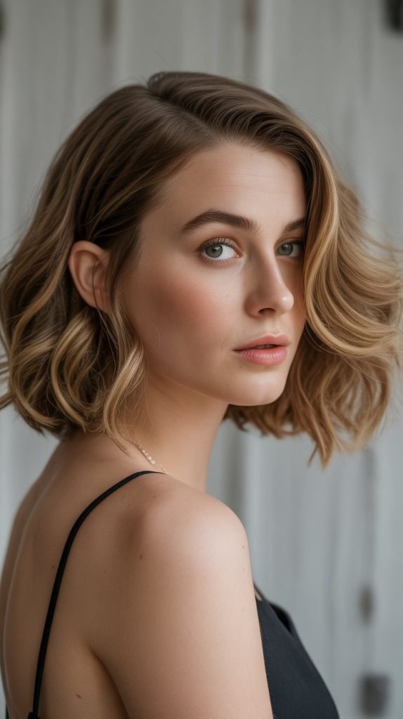 Wavy Bob with Side Part