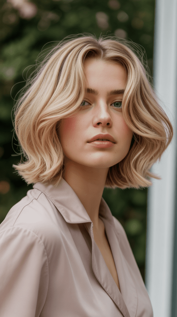 Wispy Blonde Bob with Feathered Texture