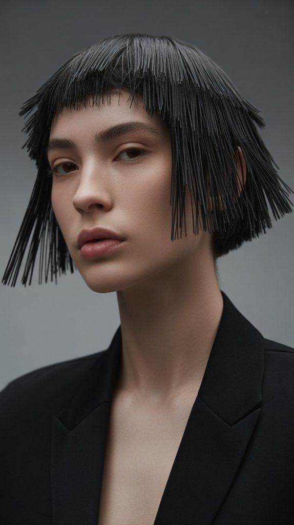 Structured Bob with Architectural Bangs