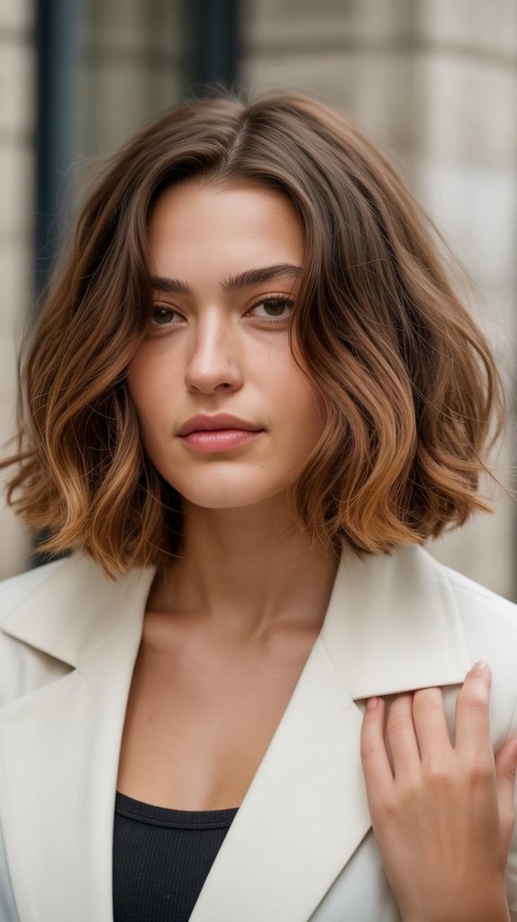  Shoulder-Length French Bob with Waves
