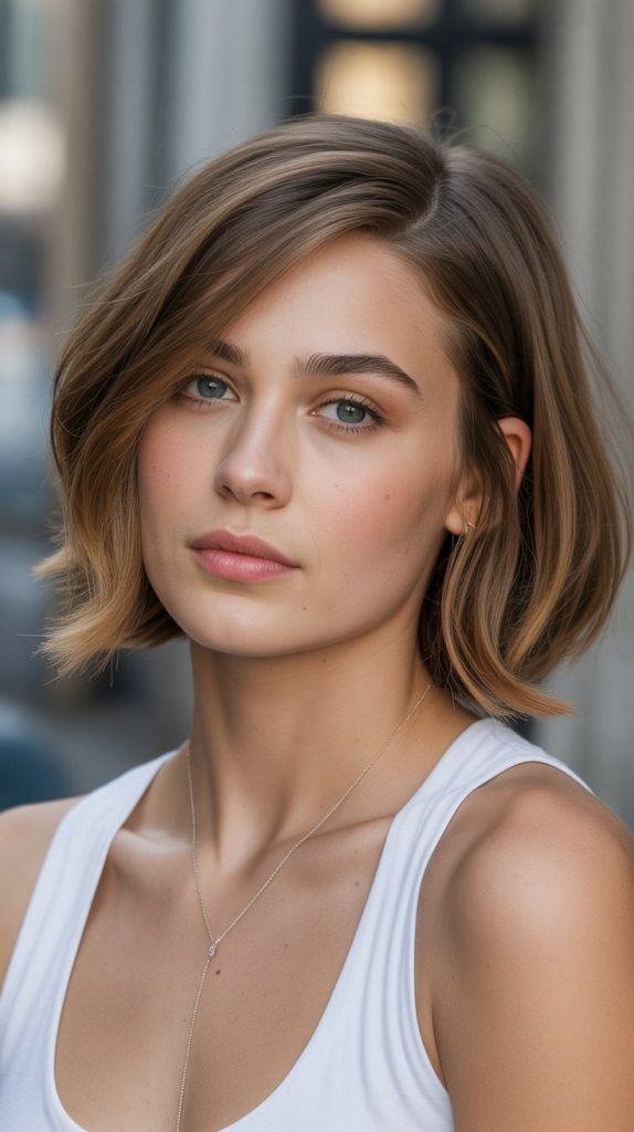 Side-Part Bob with Side-Swept Bangs