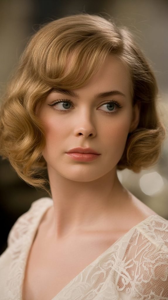 8. Side-Swept Bangs with Loose Curls