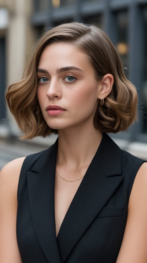 Sleek French Bob Styled with Waves