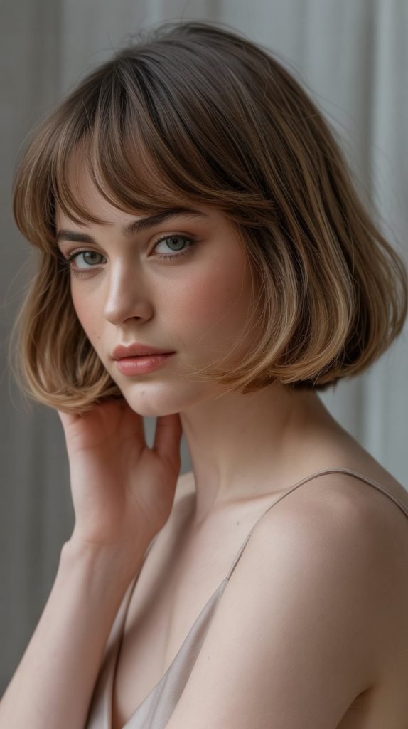 Curved Bob with Soft Fringe Blend