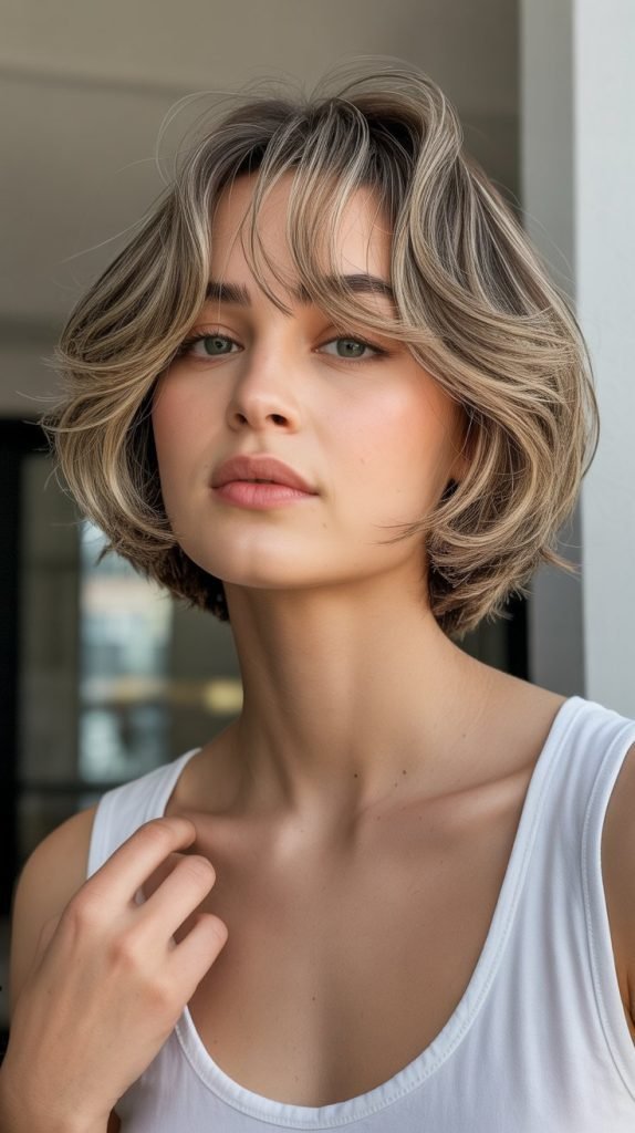 Layered Bob with Wispy Curtain Bangs