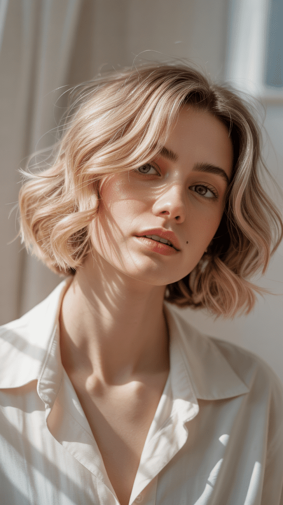 Wispy Blonde French Bob