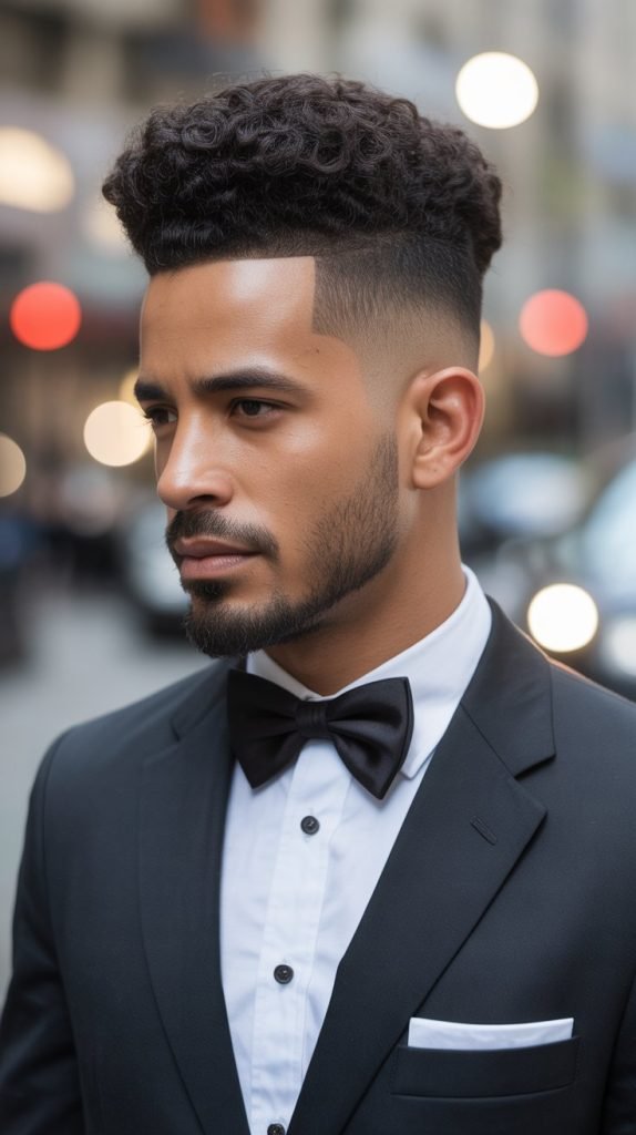 Curly Pompadour Fade