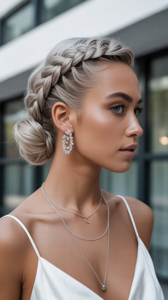 . Ladder Braid Side Swept Bun