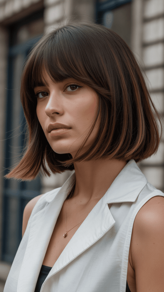  Angled Lob with Face-Framing Bangs