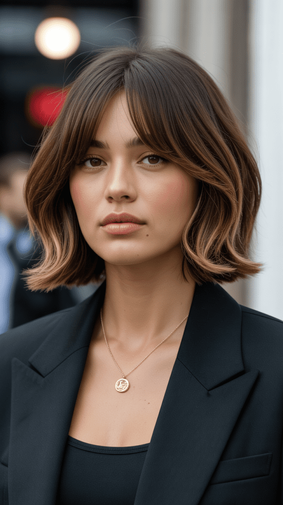 Layered Blunt Bob with Curtain Bangs