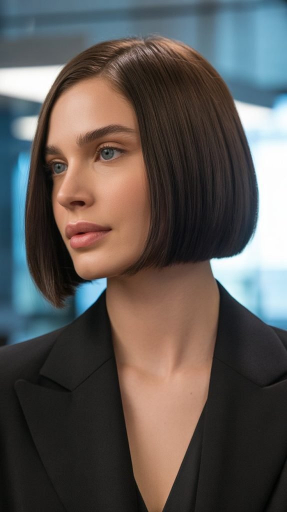  Sleek Straight Bob with Deep Side Part