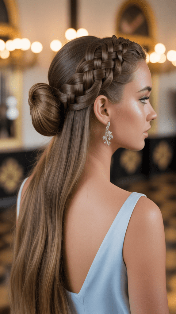 Dutch Braid into Low Bun