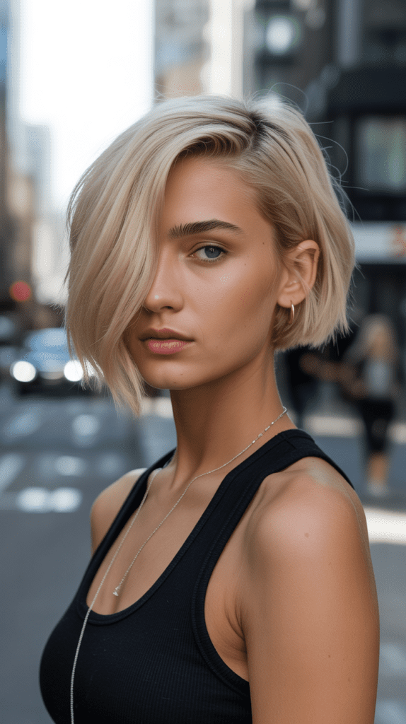 Asymmetrical Blonde French Bob