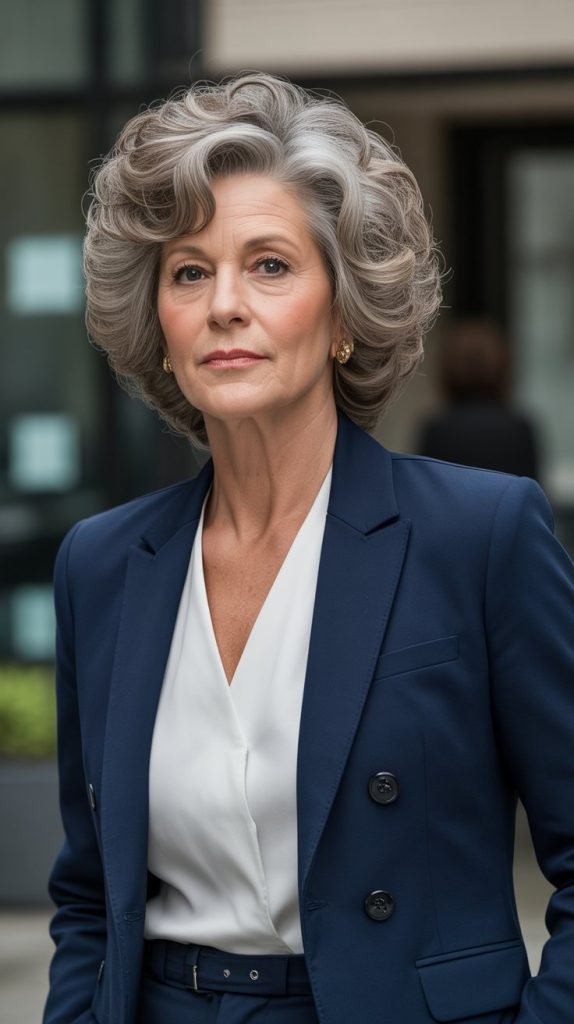 Voluminous Curly Crown with Tapered Sides