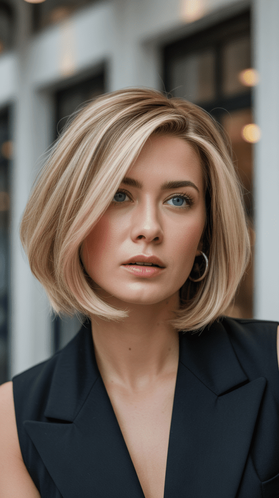 Graduated Layers Blonde Bob with Dimension