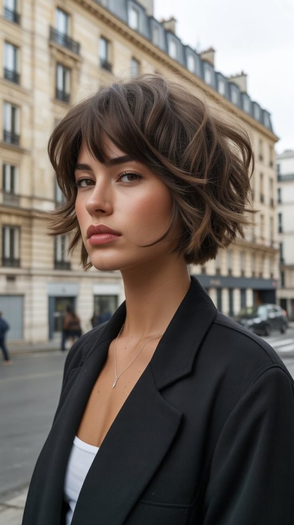 French Bob with Razored Edges and Choppy Bangs