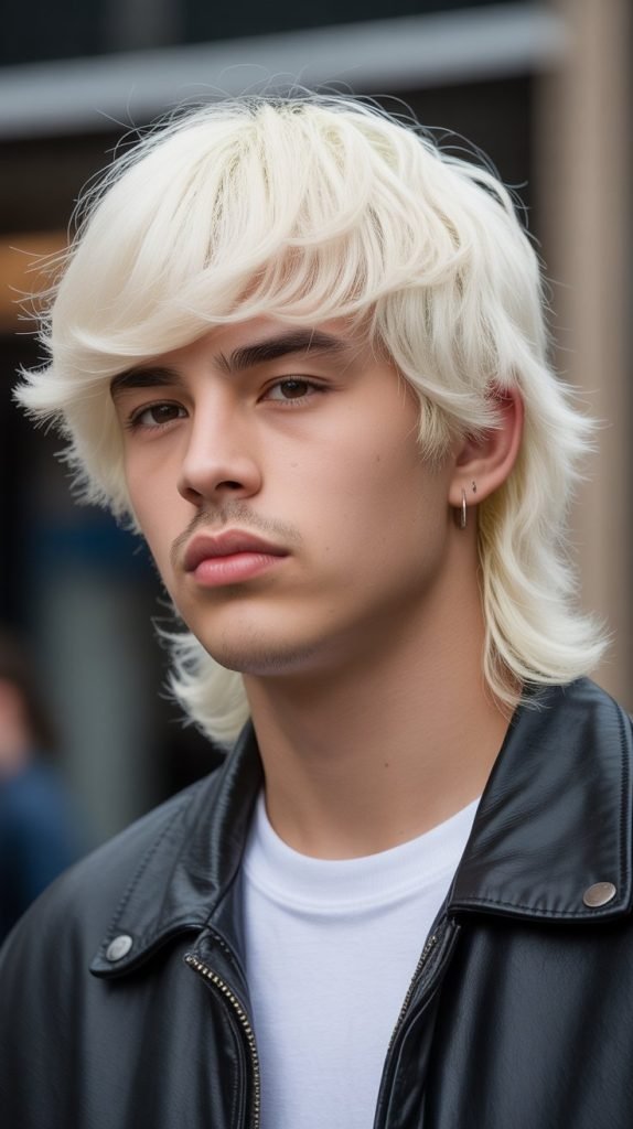 Platinum Blonde Long Mullet