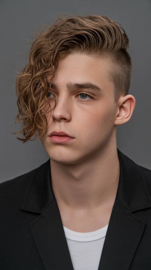 Mullet with Side-Swept Fringe