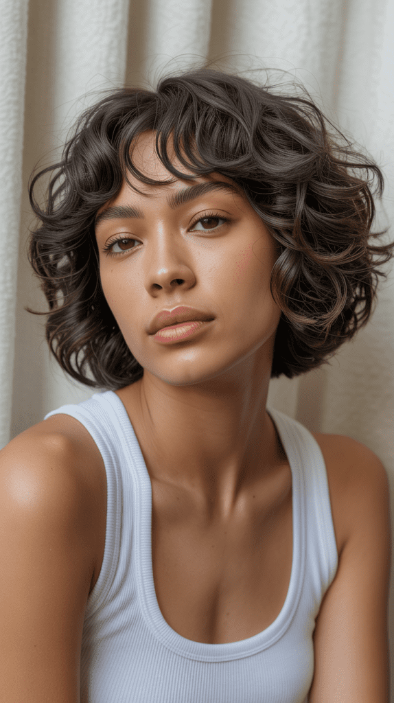 Textured French Bob With Natural Curtain Bangs