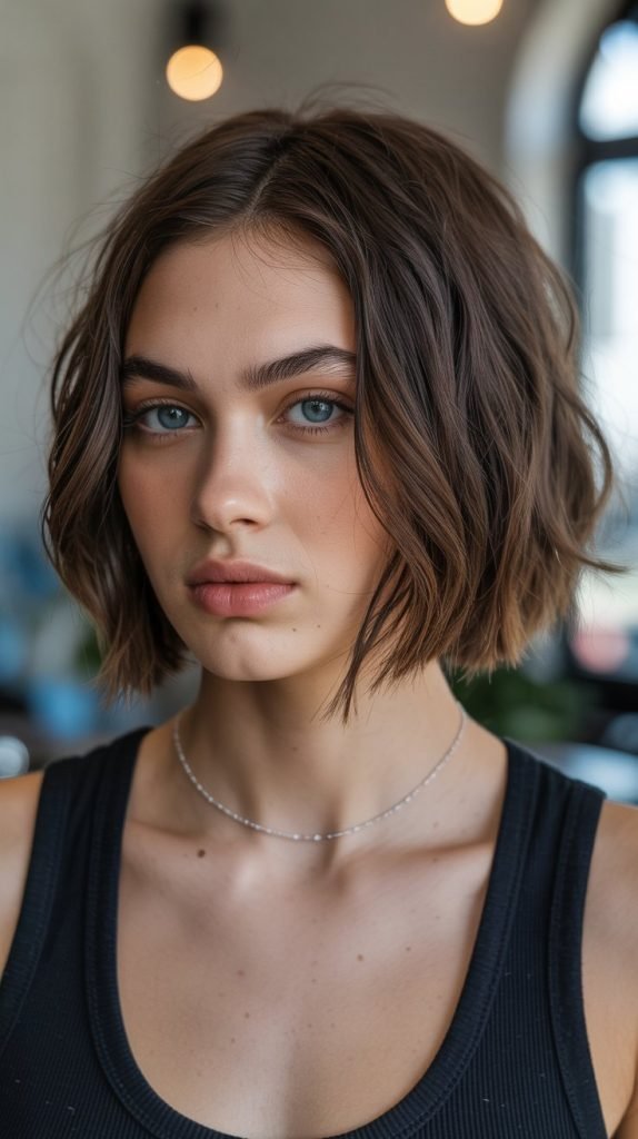 Textured Chin-Length Bob with Razored Ends