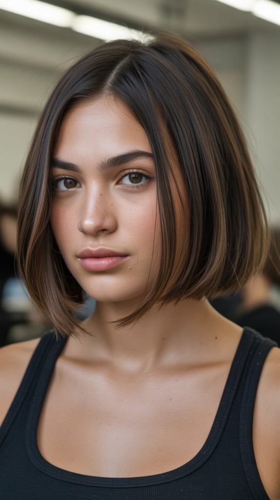 15. Blunt Bob with Face-Framing Thinning