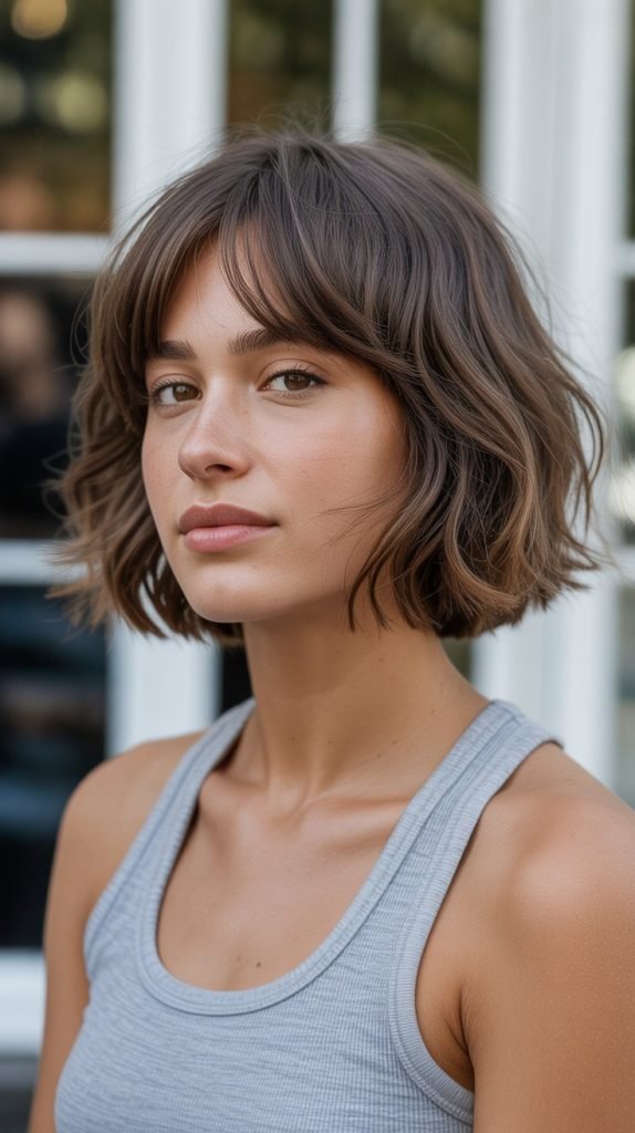 Tousled Chin-Length Bob with Piece-y Bangs