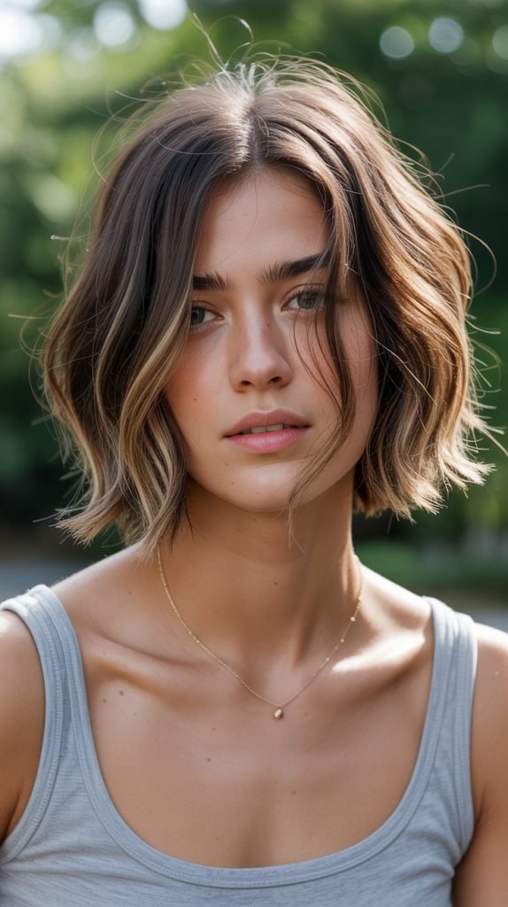 Tousled Ear-Length Bob with Root Lift