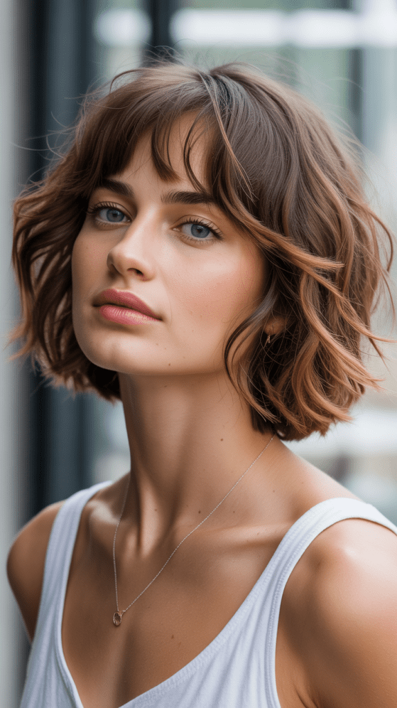 Tousled French Bob With Messy Curtain Bangs