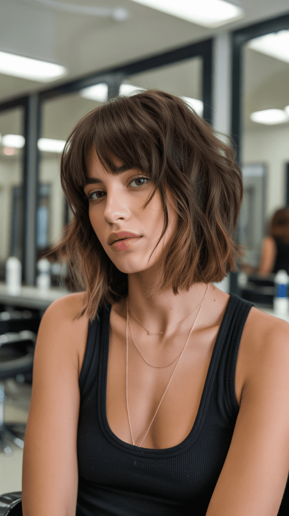 Razored Angled Bob with Piecey Bangs