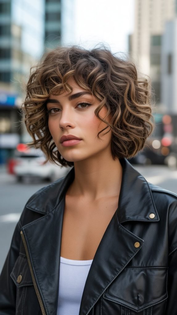 Curly Wolf Cut with Choppy Layers