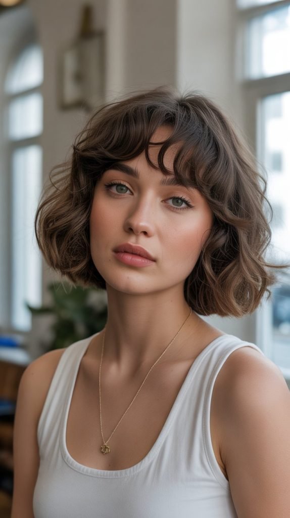  Wavy Bob with Curtain Bangs