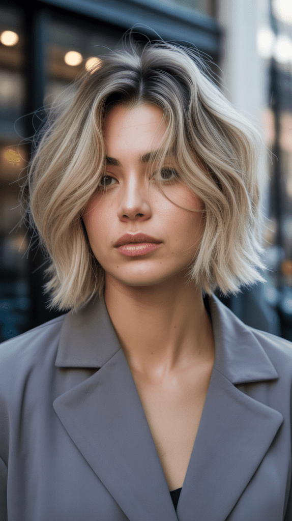Textured Blonde Bob with Piecey Ends