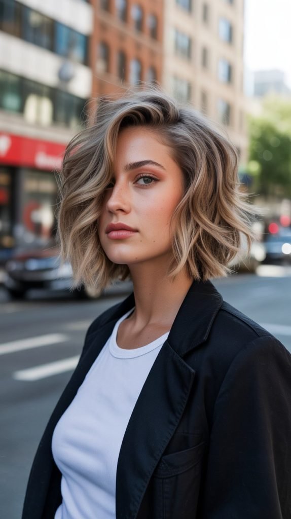 Textured Stacked Bob with Choppy Layers