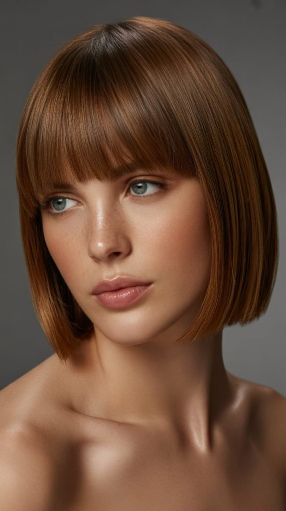 Sleek Chin-Length Bob with Blunt Bangs
