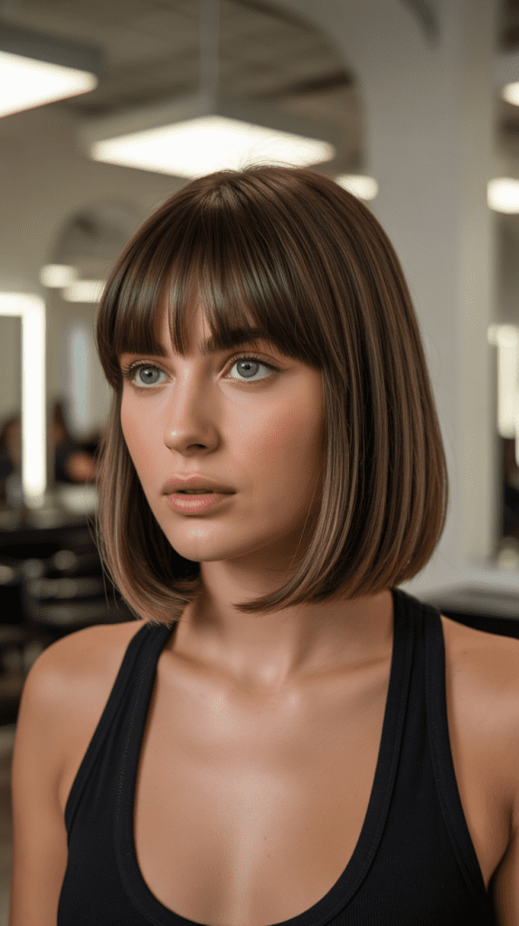 Customized Chin Bob with Personalized Curtain Bangs