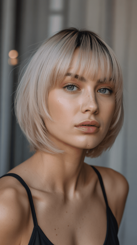 Angled Bob with Customized Bang Blend