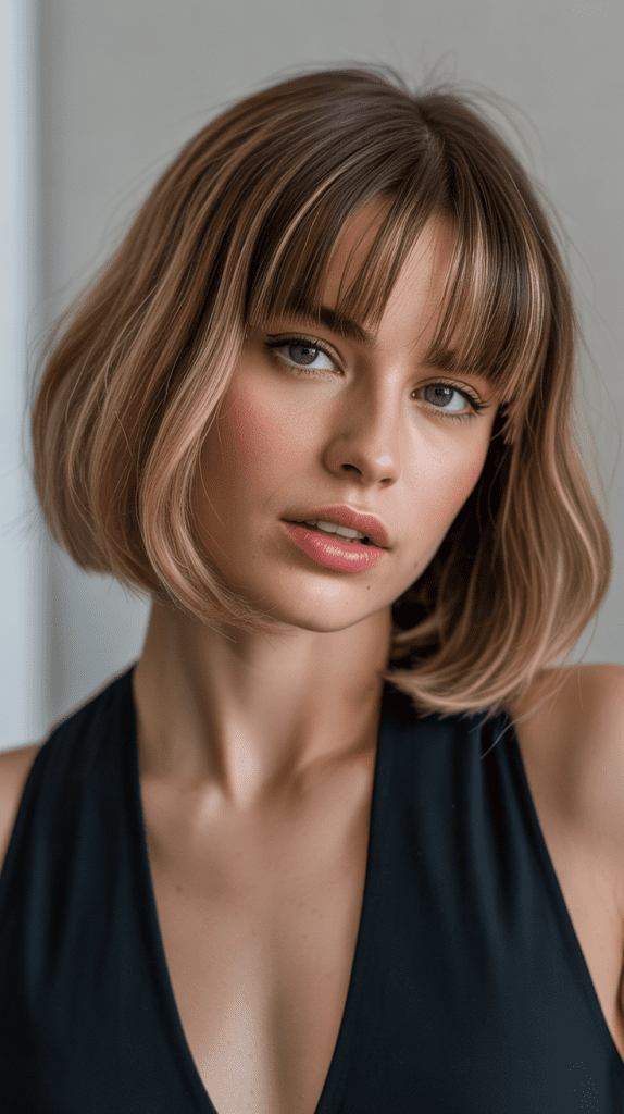  Angled Bob with Long Layered Bangs