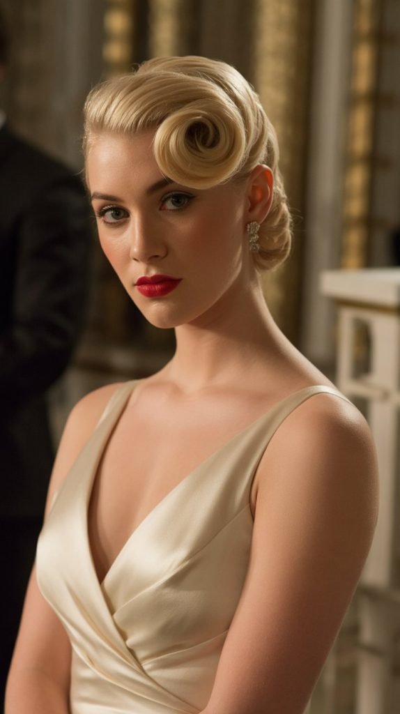 Side-Swept Victory Roll Chignon