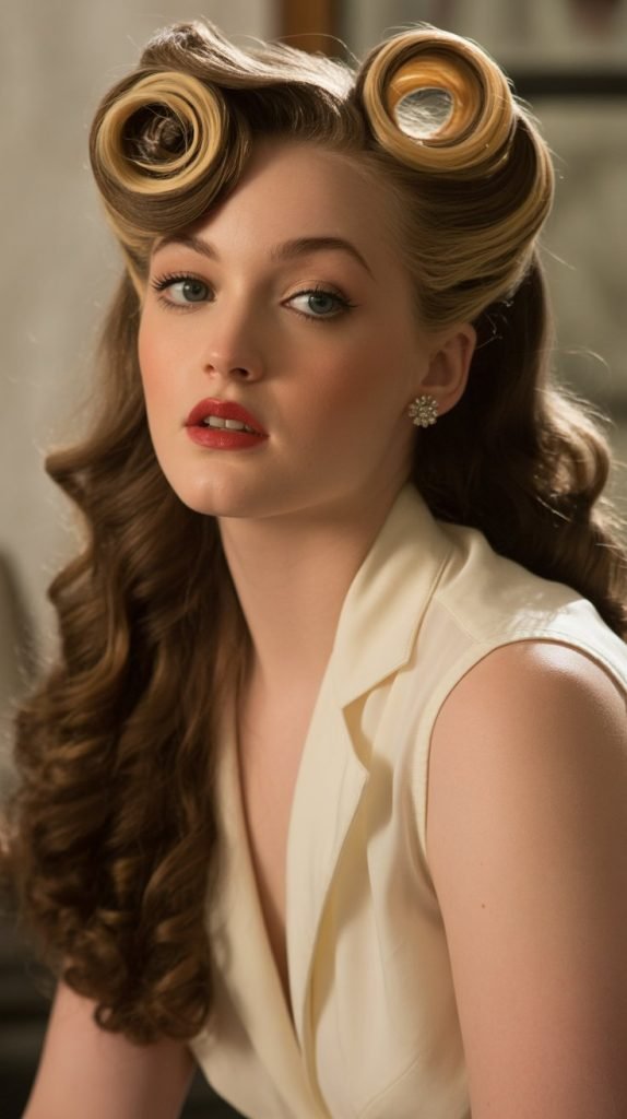 Vintage-Inspired Curly Cut with Victory Roll Face-Framing