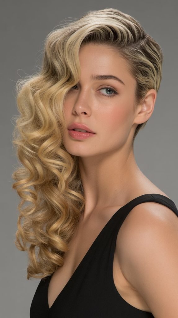 Cascading Curls with Side Part