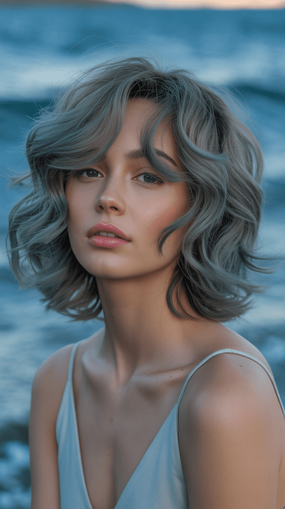 Layered French Bob with Mermaid Waves