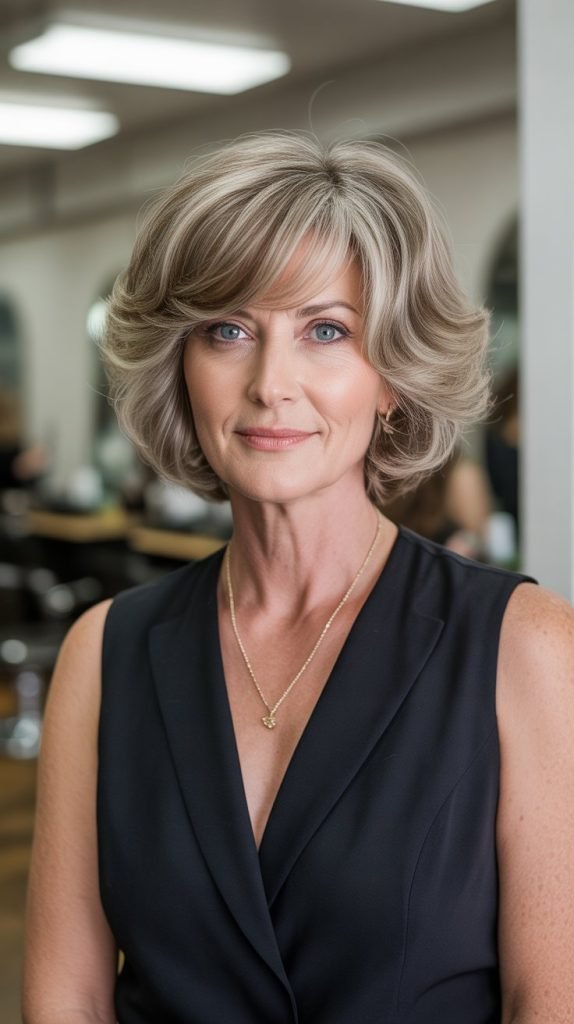 Voluminous Feathered Bob for Fine Hair