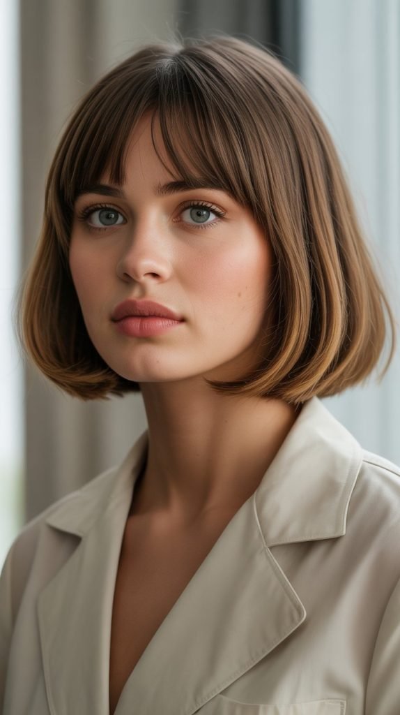 Angled Bob with Curtain Bangs