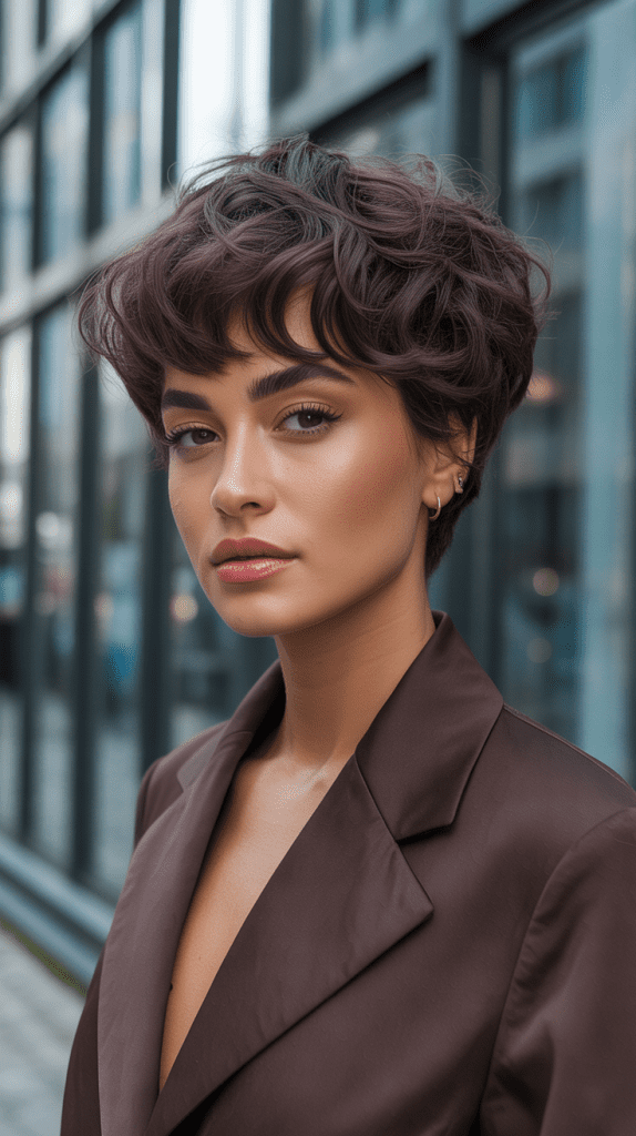Curly Pixie with Angular Fringe
