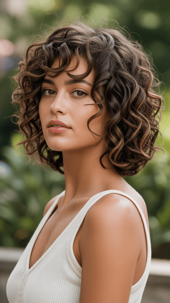Curly Angled Bob