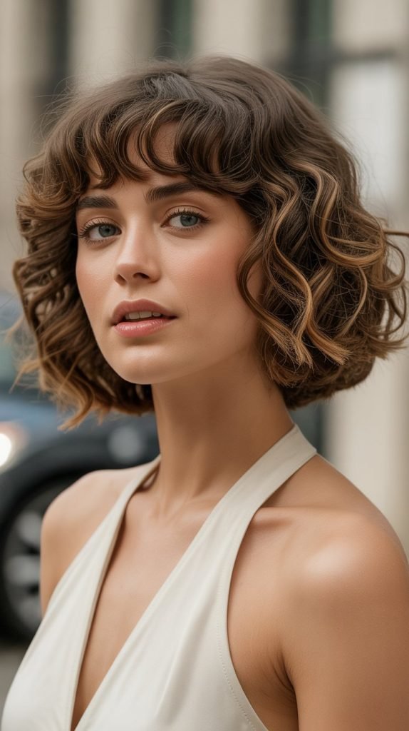 The Curly Bob with Bangs