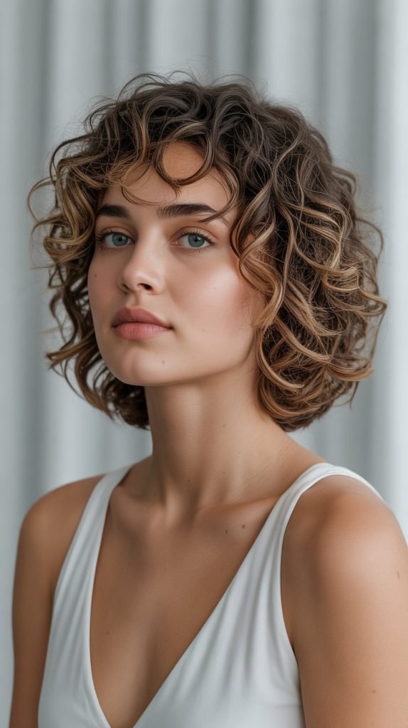 Curly Ear-Length Bob